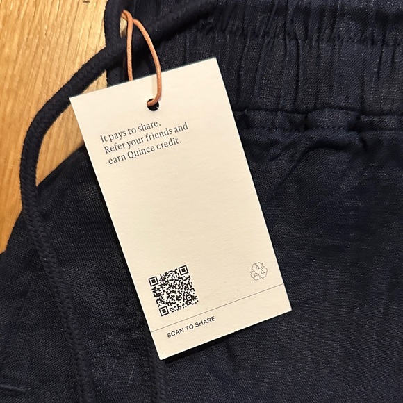 Quince Women's Wide Leg Navy Blue 100% Linen Pants - Picture 4 of 13